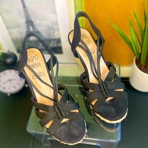 IMPO Tosha Black Wedge Sandal Size 8.5